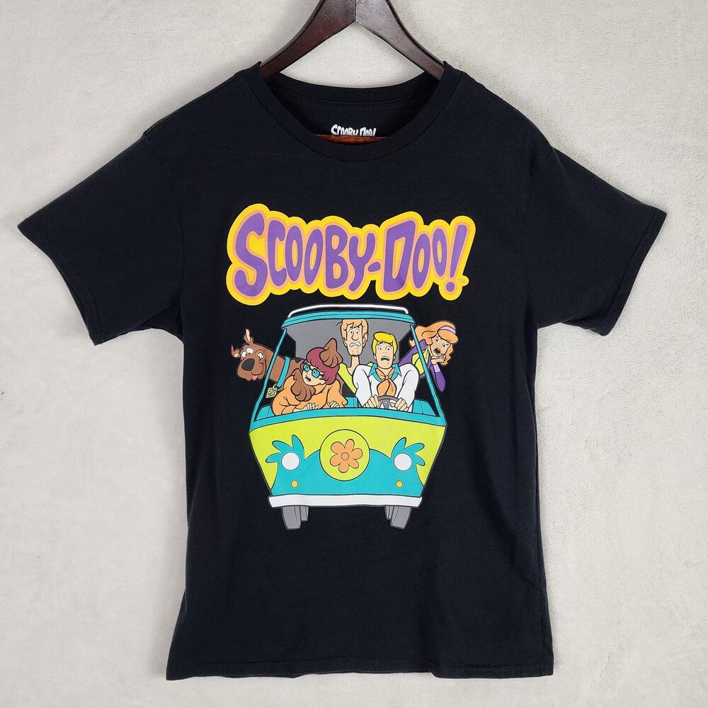 Scooby-Doo T-Shirt Men L Black Mystery Machine Graphic Tee Black Short Sleeve